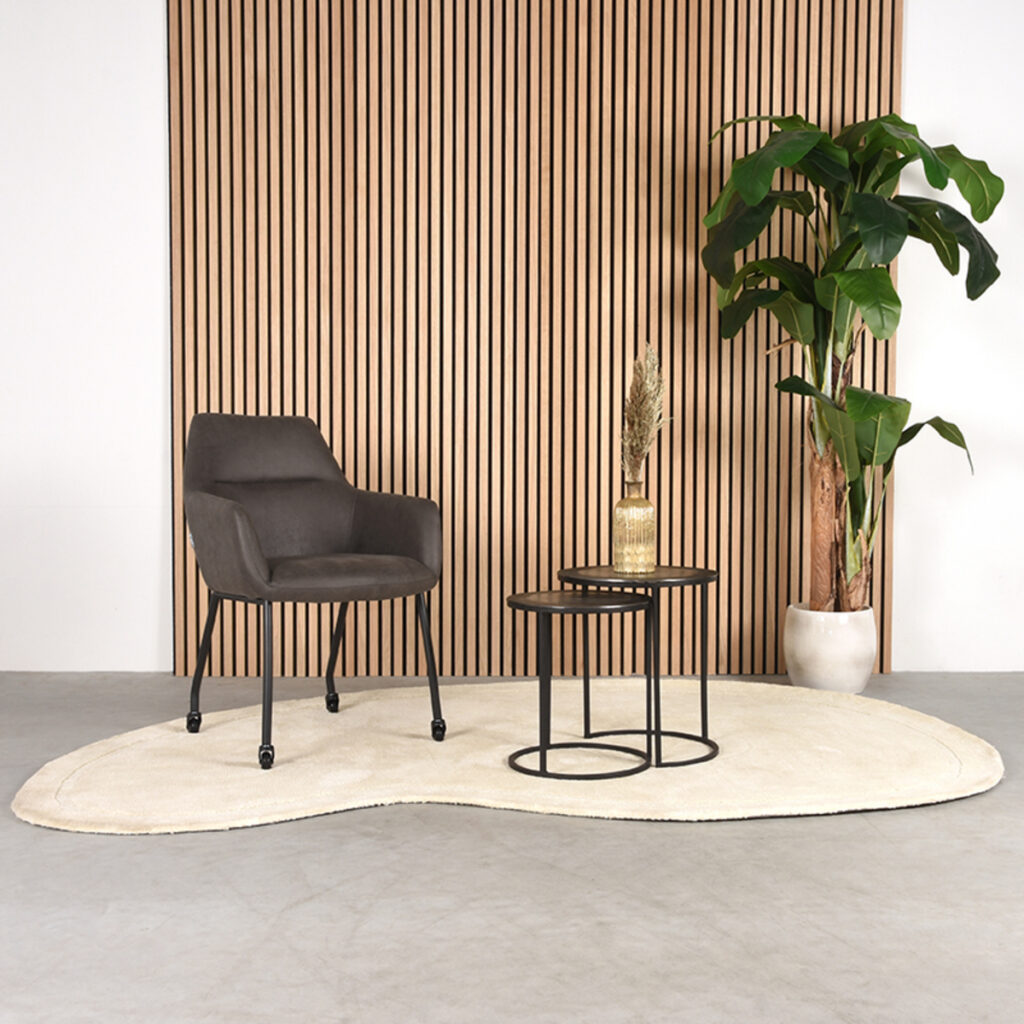 Eetkamerstoel_Lenny_56x64x84_Cm_Antraciet_Micro_Suede_Setting LABEL51 Eetkamerstoel Lenny - Antraciet - Micro Suede - Black Frame