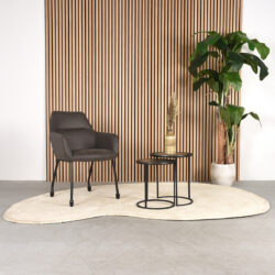 Eetkamerstoel_Lenny_56x64x84_Cm_Antraciet_Micro_Suede_Setting LABEL51 Eetkamerstoel Lenny - Antraciet - Micro Suede - Black Frame