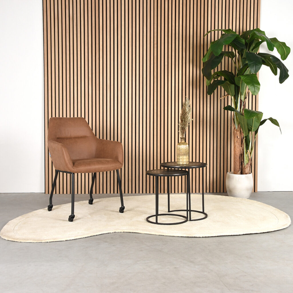 LABEL51 Eetkamerstoel Lenny - Cognac - Micro Suede - Black Frame