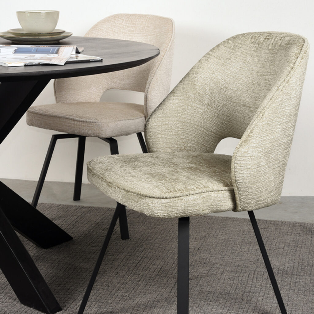 LABEL51 Eetkamerstoel Lewis - Beige - Elegance - Black Frame