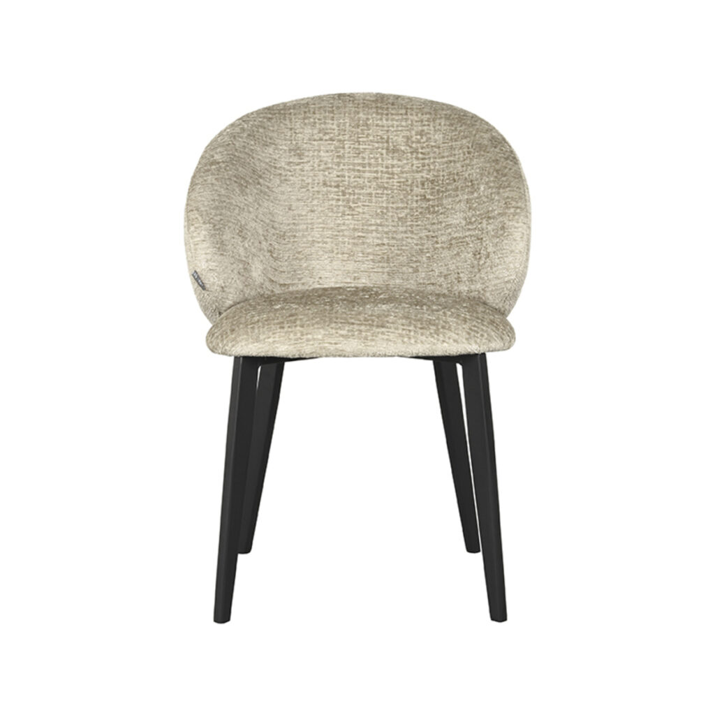 Eetkamerstoel_Logan_57x62x84_Cm_Beige_Elegance_Voorkant LABEL51 Eetkamerstoel Logan - Beige - Elegance - Black Frame