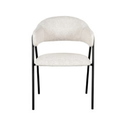LABEL51 Eetkamerstoel Lowen - Wit - Boucle - Black Frame
