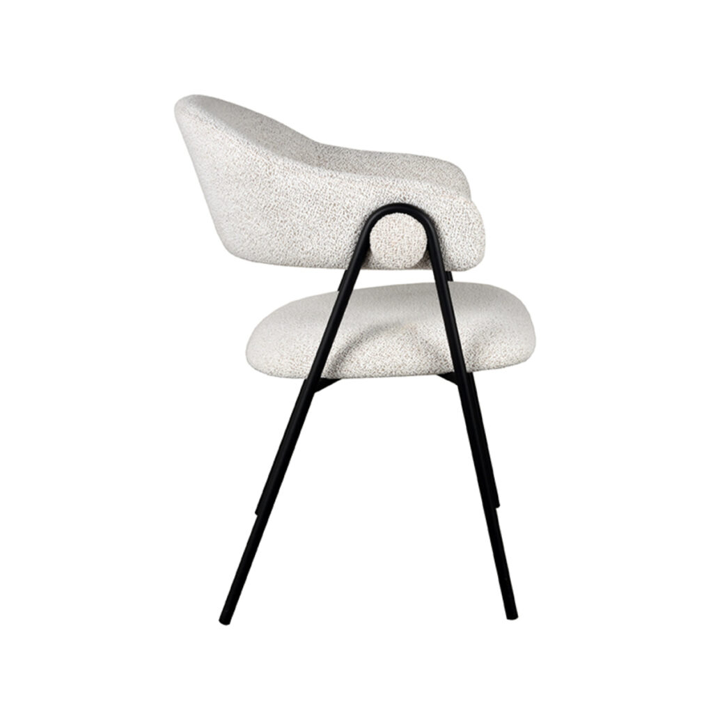 LABEL51 Eetkamerstoel Lowen - Wit - Boucle - Black Frame
