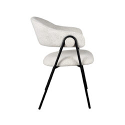 LABEL51 Eetkamerstoel Lowen - Wit - Boucle - Black Frame