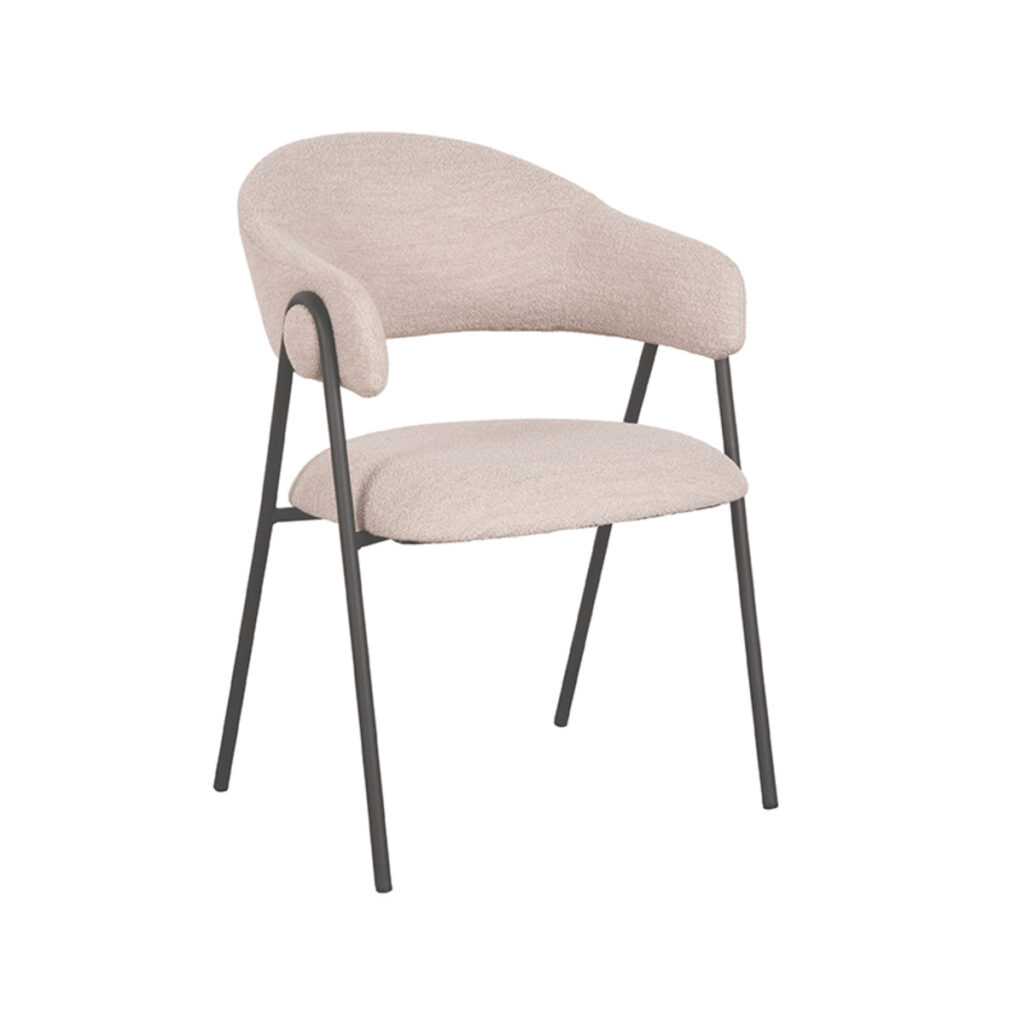 LABEL51 Eetkamerstoel Lowen - Naturel - Boucle - Black Frame