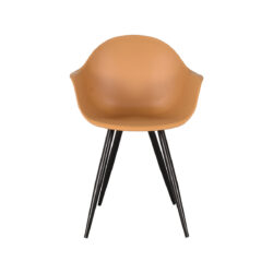 Eetkamerstoel_Luca_Oker_PP_58x54x85_Cm_Voorkant LABEL51 Eetkamerstoel Luca - Oker - Kunststof - Black Frame