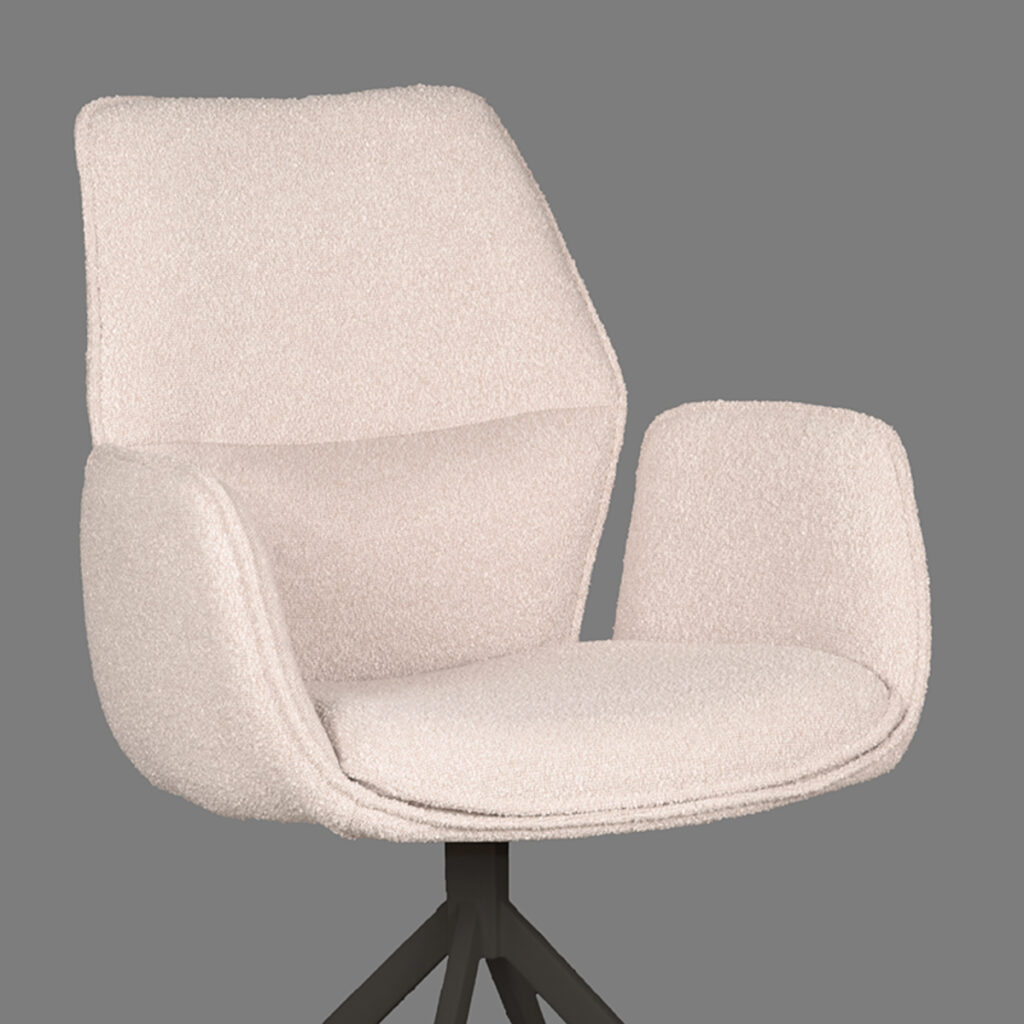 Eetkamerstoel_Mellow_58x63x92_Cm_Naturel_Touch_Zwart_Metaal_Detail_1 LABEL51 Eetkamerstoel Mellow - Naturel - Boucle - Black Frame