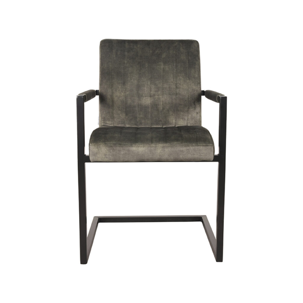 Eetkamerstoel_Milo_Hunter_Velours_55x55x85_Cm_Voorkant LABEL51 Eetkamerstoel Milo - Hunter - Velours - Black Frame