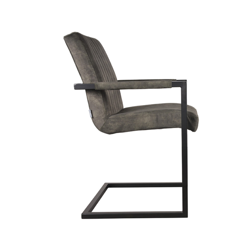 Eetkamerstoel_Milo_Hunter_Velours_55x55x85_Cm_Zijkant LABEL51 Eetkamerstoel Milo - Hunter - Velours - Black Frame