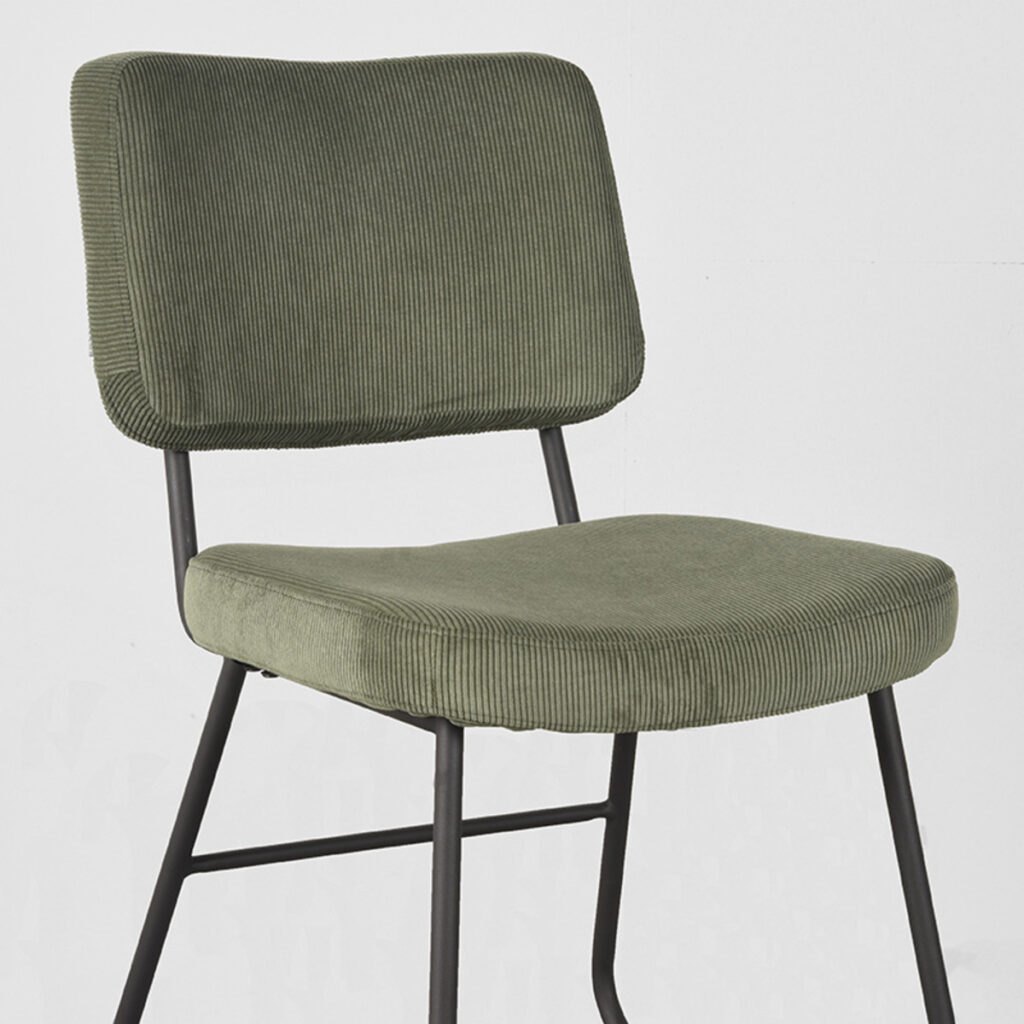 LABEL51 Eetkamerstoel Noah - Forest - Ribcord - Black Frame