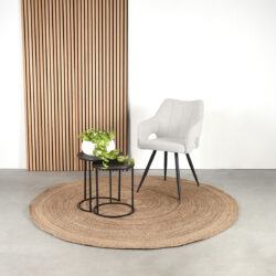 LABEL51 Eetkamerstoel Noud - Wit - Boucle - Black Frame