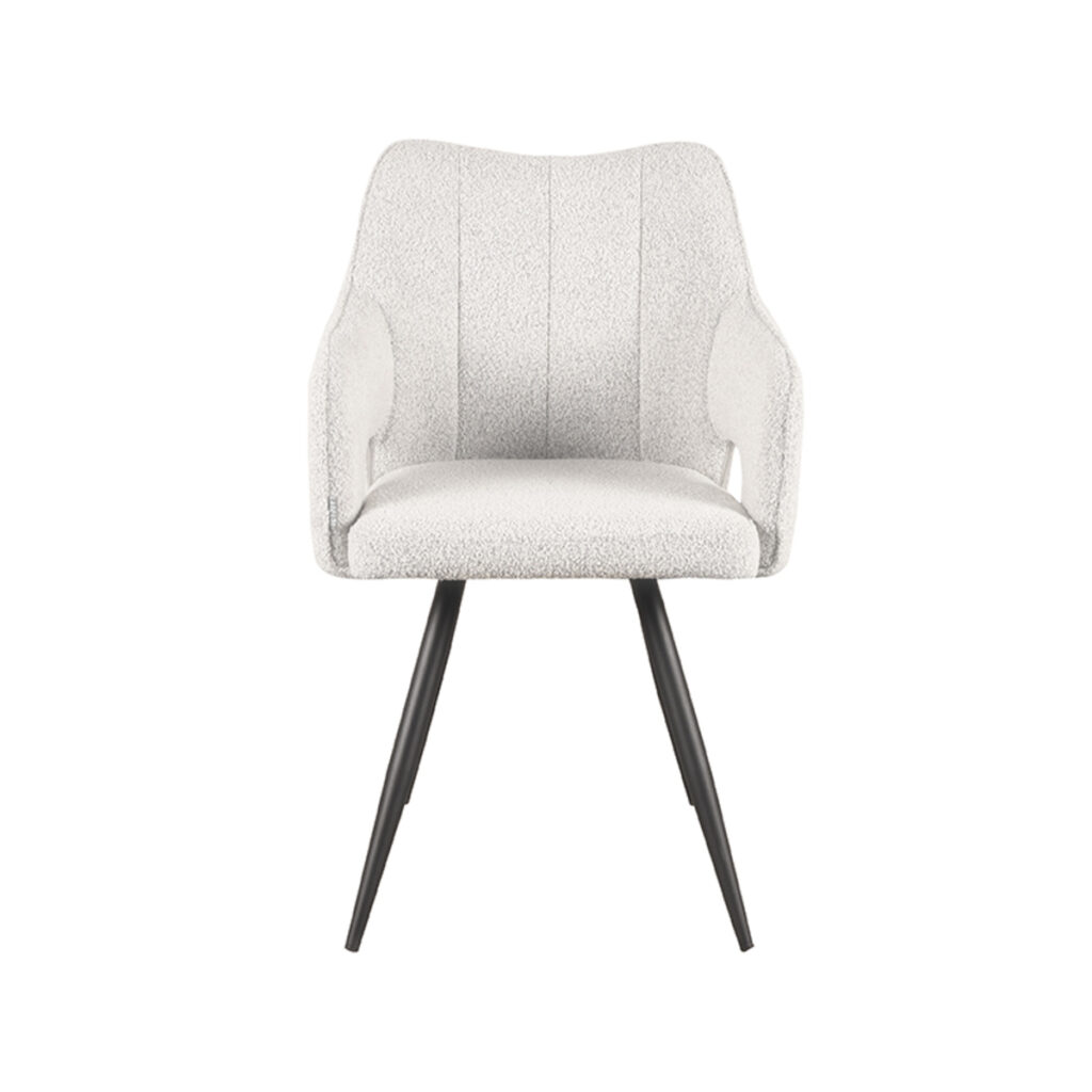 LABEL51 Eetkamerstoel Noud - Wit - Boucle - Black Frame