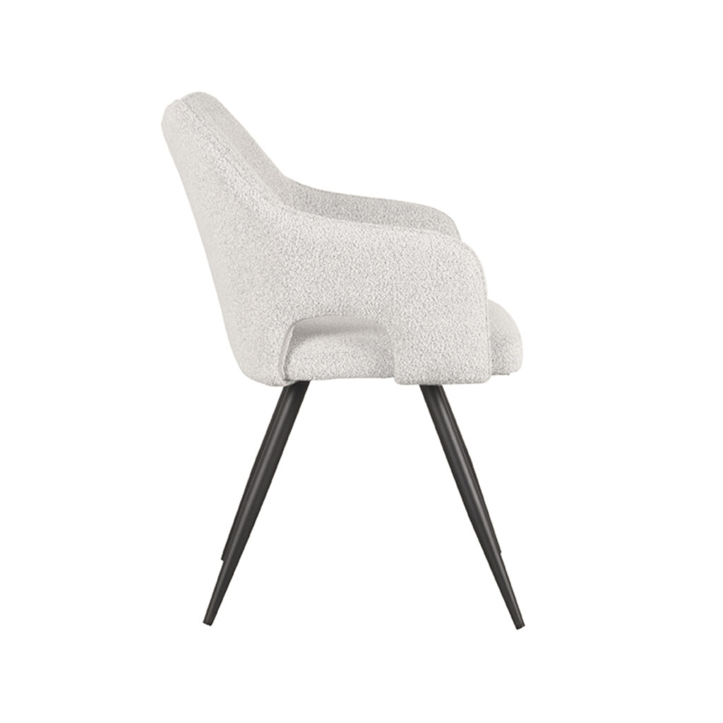 LABEL51 Eetkamerstoel Noud - Wit - Boucle - Black Frame