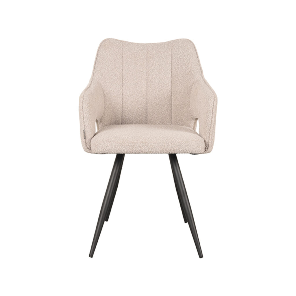 LABEL51 Eetkamerstoel Noud - Naturel - Boucle - Black Frame