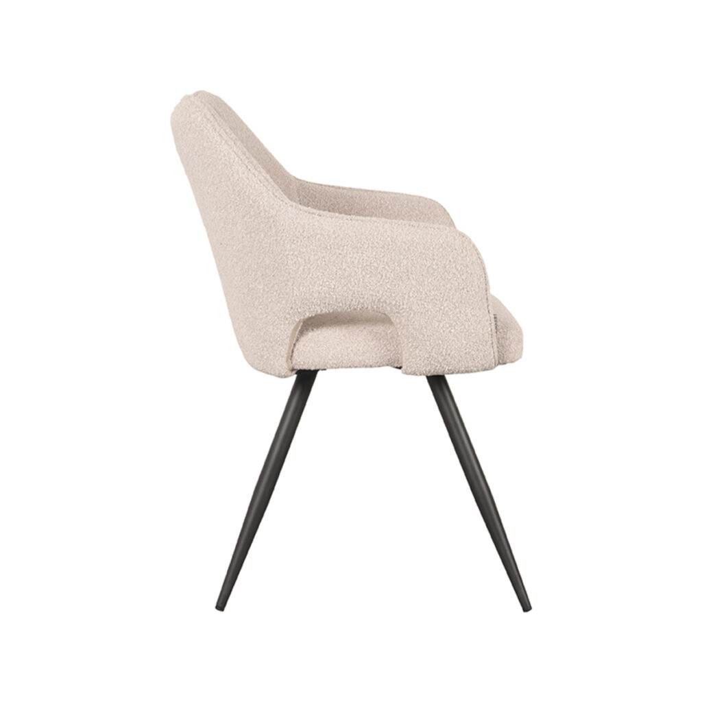 LABEL51 Eetkamerstoel Noud - Naturel - Boucle - Black Frame