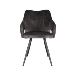 LABEL51 Eetkamerstoel Noud - Antraciet - Velours - Black Frame
