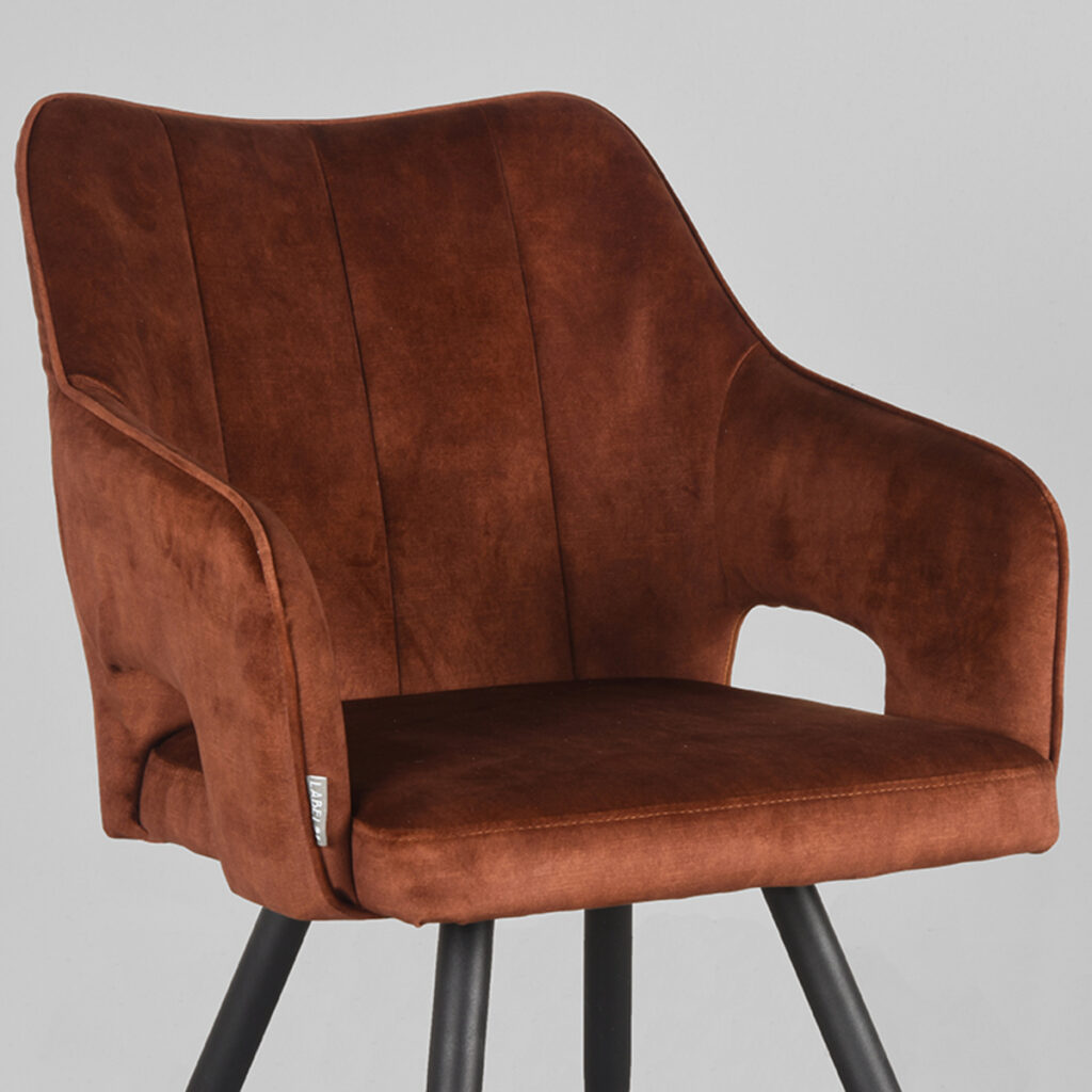 Eetkamerstoel_Noud_Rust_Velours_Detail LABEL51 Eetkamerstoel Noud - Rust - Velours - Black Frame