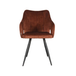 Eetkamerstoel_Noud_Rust_Velours_Voorkant LABEL51 Eetkamerstoel Noud - Rust - Velours - Black Frame