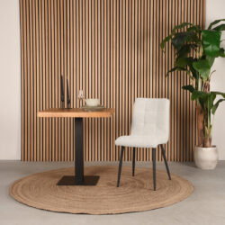 LABEL51 Eetkamerstoel Sam - Wit - Boucle - Black Frame