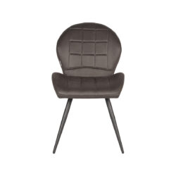 Eetkamerstoel_Sil_Antraciet_Microvezel_51x64x87_cm_Voorkant LABEL51 Eetkamerstoel Sil - Antraciet - Microfiber - Black Frame