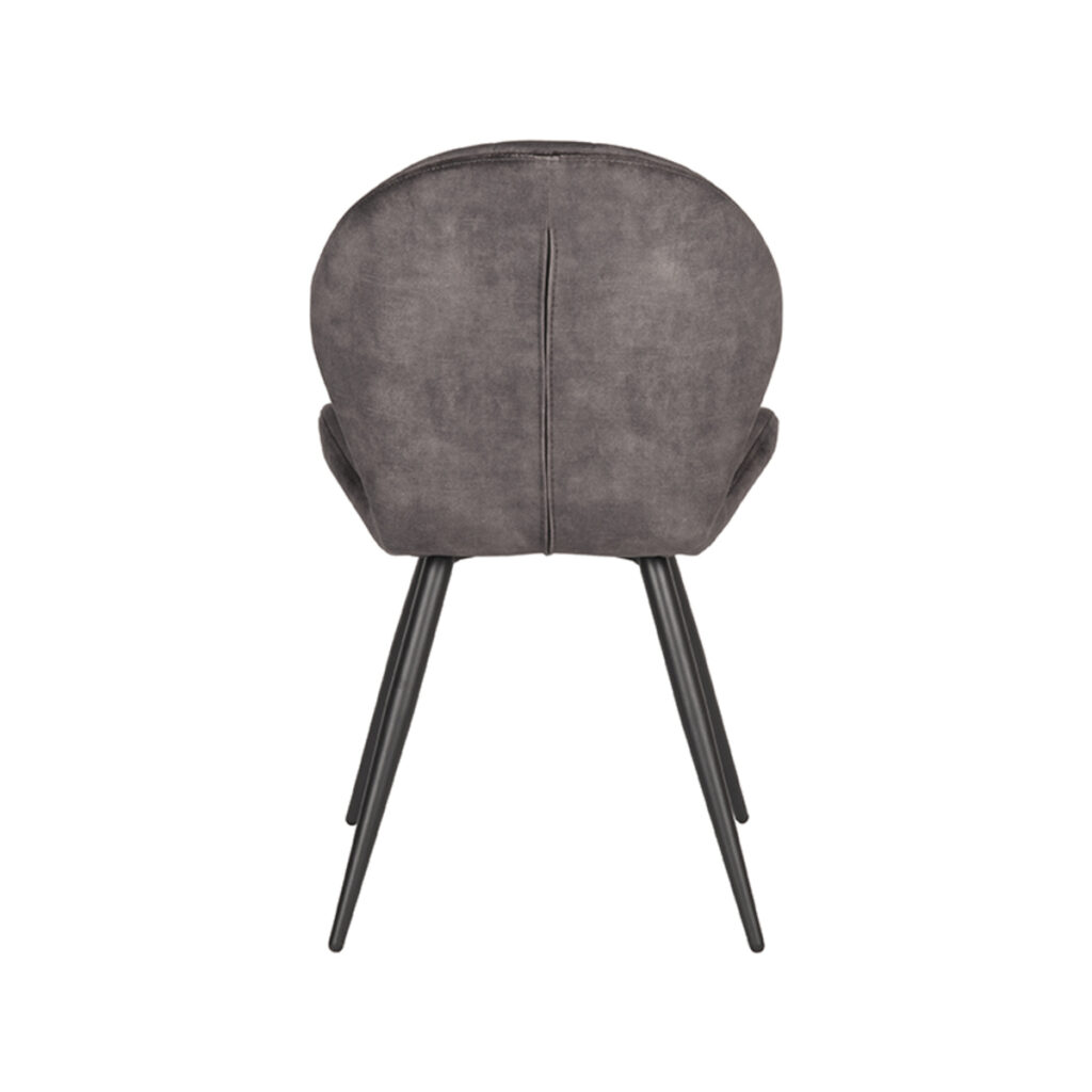 Eetkamerstoel_Sil_Antraciet_Velours_51x64x87_cm_Achterkant LABEL51 Eetkamerstoel Sil - Antraciet - Velours - Black Frame
