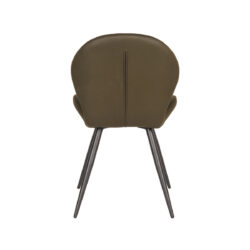 Eetkamerstoel_Sil_Army_Microvezel_51x64x87_cm_Achterkant LABEL51 Eetkamerstoel Sil - Army green - Microfiber - Black Frame