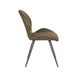 Eetkamerstoel_Sil_Army_Microvezel_51x64x87_cm_Zijkant LABEL51 Eetkamerstoel Sil - Army green - Microfiber - Black Frame