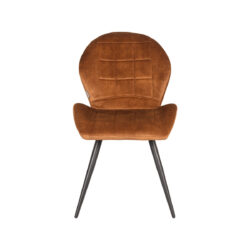 Eetkamerstoel_Sil_Oker_Velours_51x64x87_cm_Voorkant LABEL51 Eetkamerstoel Sil - Oker - Velours - Black Frame