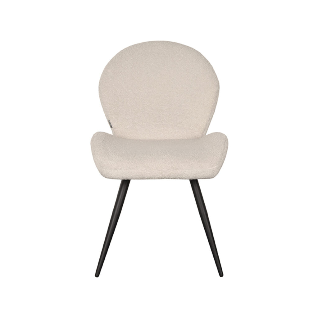 Eetkamerstoel_Sky_Ivory_Teddy_51x64x87_cm_Voorkant LABEL51 Eetkamerstoel Sky - Ivory - Teddy - Black Frame