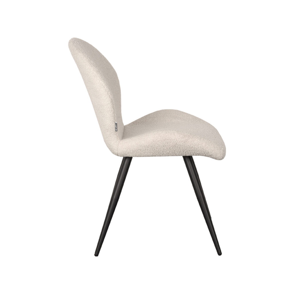 Eetkamerstoel_Sky_Ivory_Teddy_51x64x87_cm_Zijkant LABEL51 Eetkamerstoel Sky - Ivory - Teddy - Black Frame
