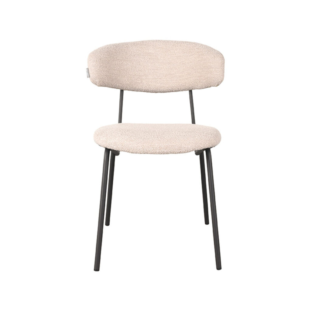 LABEL51 Eetkamerstoel Zack - Naturel - Boucle - Black Frame