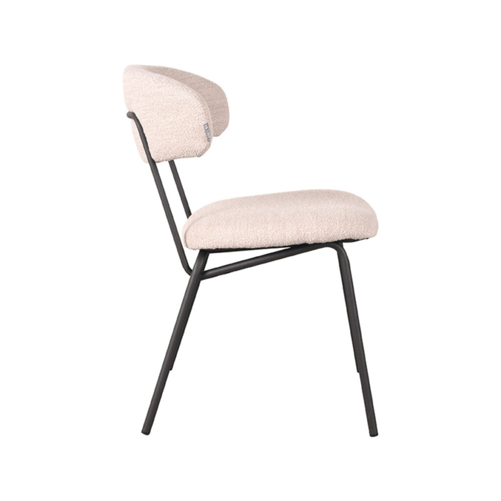 LABEL51 Eetkamerstoel Zack - Naturel - Boucle - Black Frame