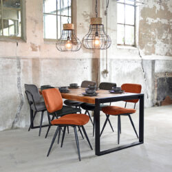 IH-50.048_6 LABEL51 Eetkamerstoel Vic - Donkergrijs - Ribcord - Black Frame