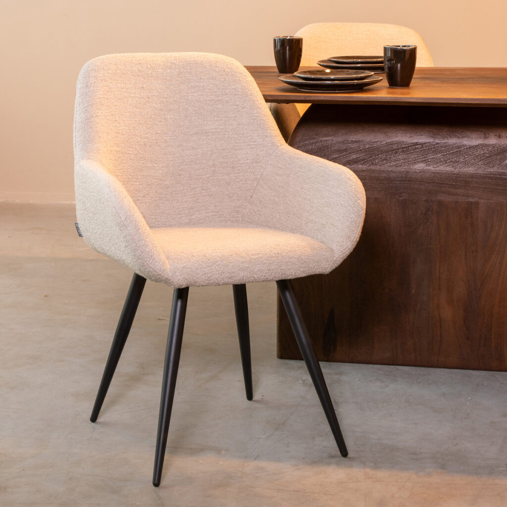IH-50.073_6 LABEL51 Eetkamerstoel Fender - Naturel - Boucle - Black Frame