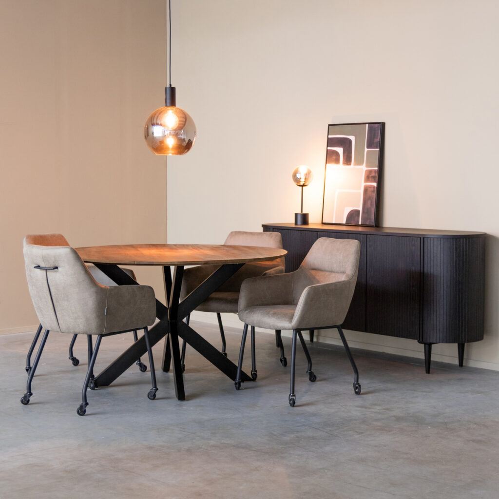 IH-50.198_7 LABEL51 Eetkamerstoel Lenny - Taupe - Micro Suede - Black Frame