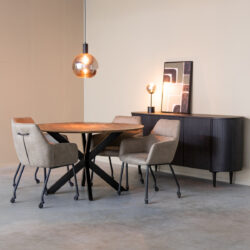 IH-50.198_7 LABEL51 Eetkamerstoel Lenny - Taupe - Micro Suede - Black Frame