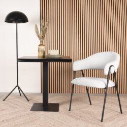 LABEL51 Eetkamerstoel Lowen - Wit - Boucle - Black Frame