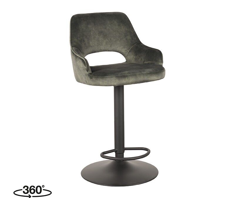 LABEL51 Barkruk Fer - Hunter - Velours - Zithoogte 64-84