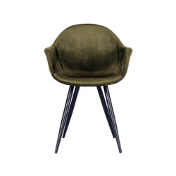 eetkamerstoel_forli_army_fluweel_zwart_metaal_60x58x83_cm_vooraanzicht LABEL51 Eetkamerstoel Forli - Army green - Fluweel - Black Frame