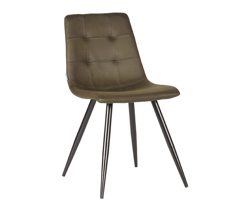 LABEL51 Eetkamerstoel Jay - Army green - Microfiber - Black Frame