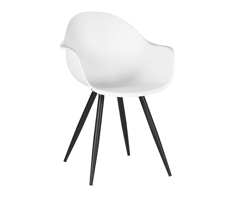 eetkamerstoel_luca_wit_pp_zwart_metaal_58x54x85_cm_perspectief LABEL51 Eetkamerstoel Luca - Wit - Kunststof - Black Frame