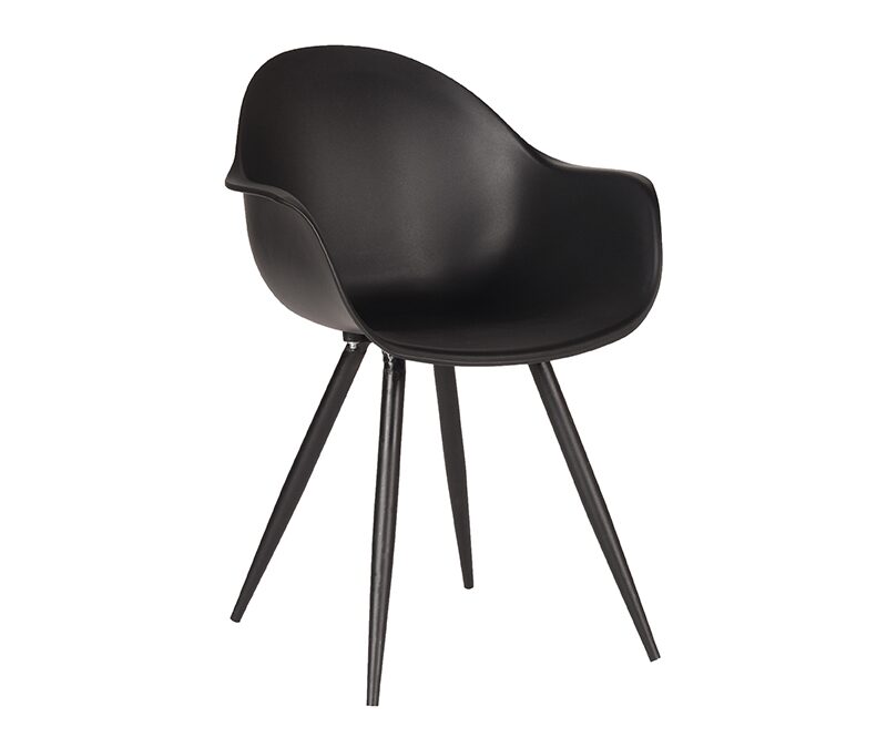 eetkamerstoel_luca_zwart_pp_zwart_metaal_58x54x85_cm_perspectief LABEL51 Eetkamerstoel Luca - Zwart - Kunststof - Black Frame