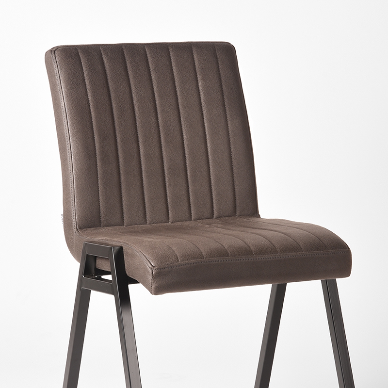 eetkamerstoel_matz_antraciet_microvezel_zwart_metaal_50x60x86_cm_detail LABEL51 Eetkamerstoel Matz - Antraciet - Microfiber - Black Frame