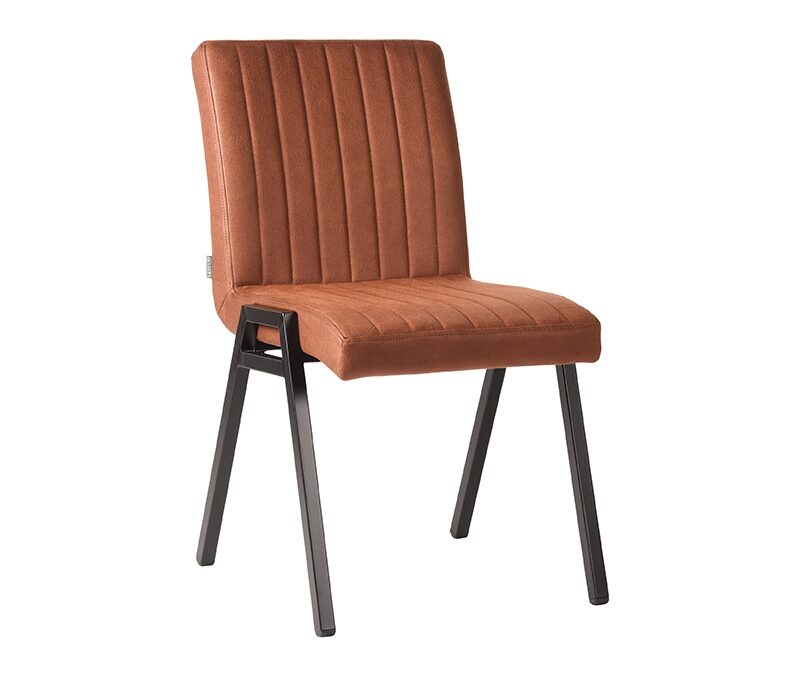 eetkamerstoel_matz_cognac_microvezel_zwart_metaal_50x60x86_cm_perspectief LABEL51 Eetkamerstoel Matz - Cognac - Microfiber - Black Frame