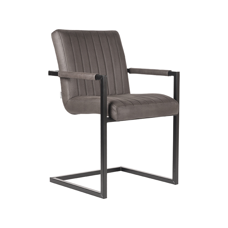 LABEL51 Eetkamerstoel Milo - Antraciet - Microfiber - Black Frame