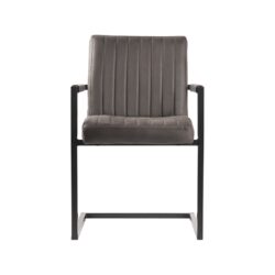 LABEL51 Eetkamerstoel Milo - Antraciet - Microfiber - Black Frame