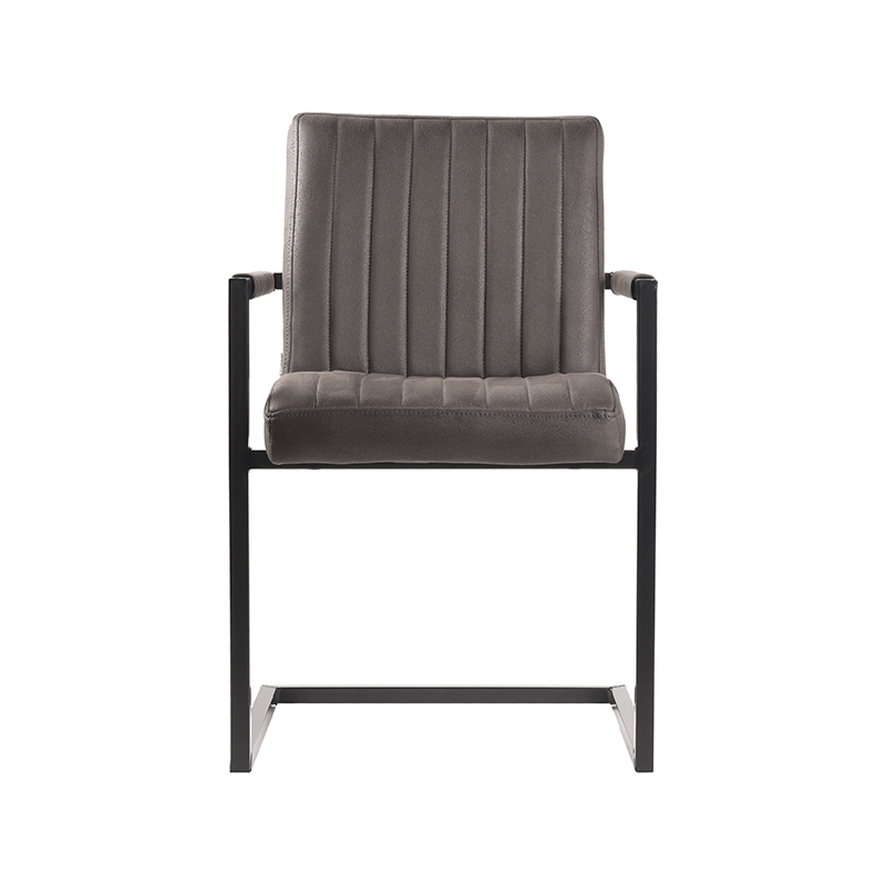 LABEL51 Eetkamerstoel Milo - Antraciet - Microfiber - Black Frame
