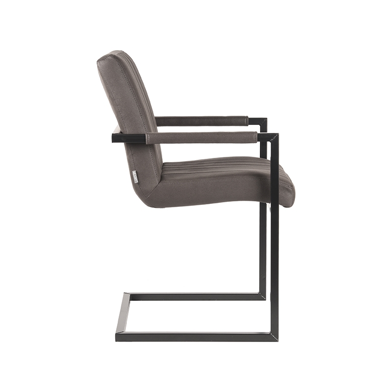 LABEL51 Eetkamerstoel Milo - Antraciet - Microfiber - Black Frame