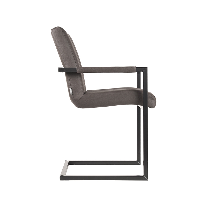 LABEL51 Eetkamerstoel Milo - Antraciet - Microfiber - Black Frame