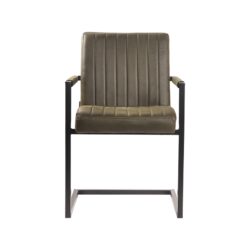 LABEL51 Eetkamerstoel Milo - Army green - Microfiber - Black Frame